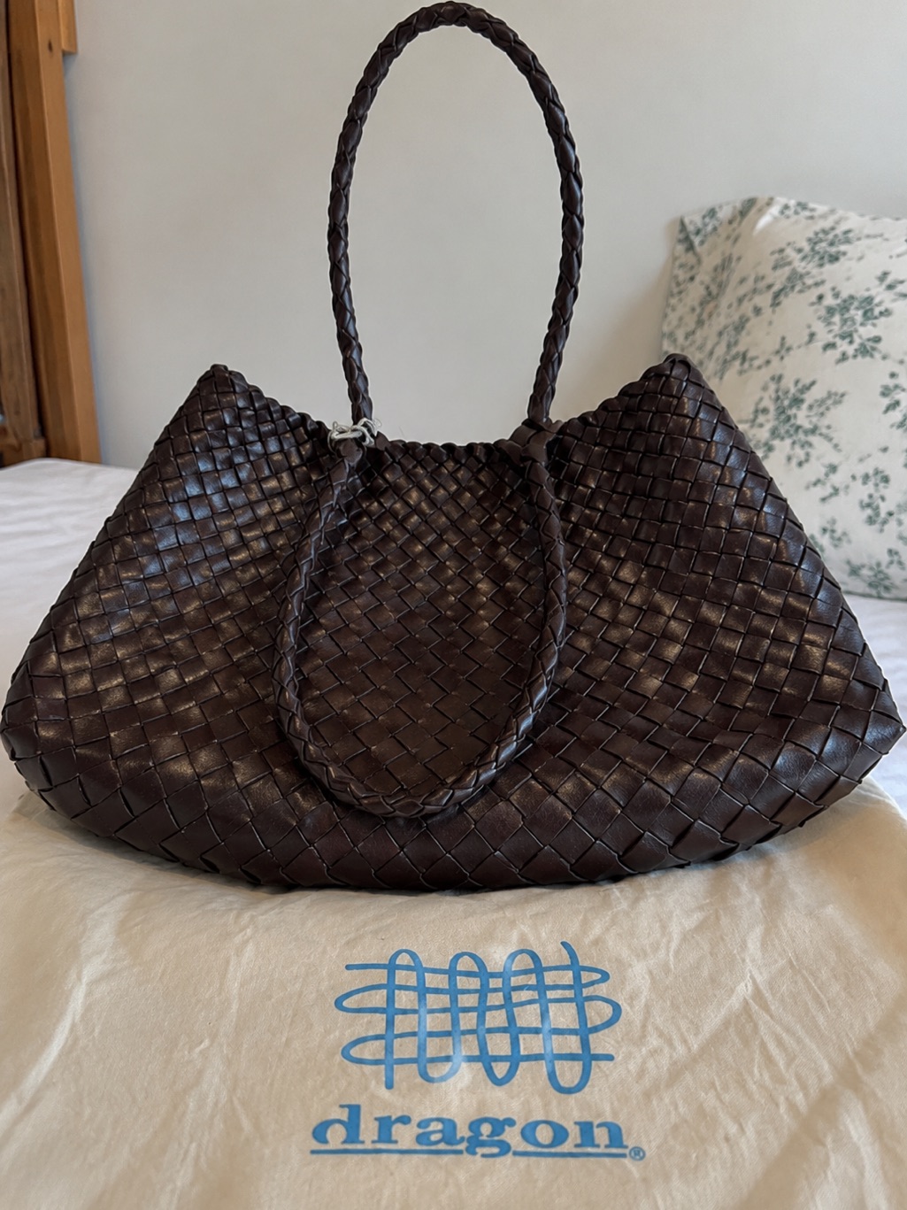 Dragon Diffusion Woven Shoulder Bag In Dark Brown — image 2 of 4